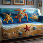 Sea Turtles Above the Starfish Shore Sofa Cover