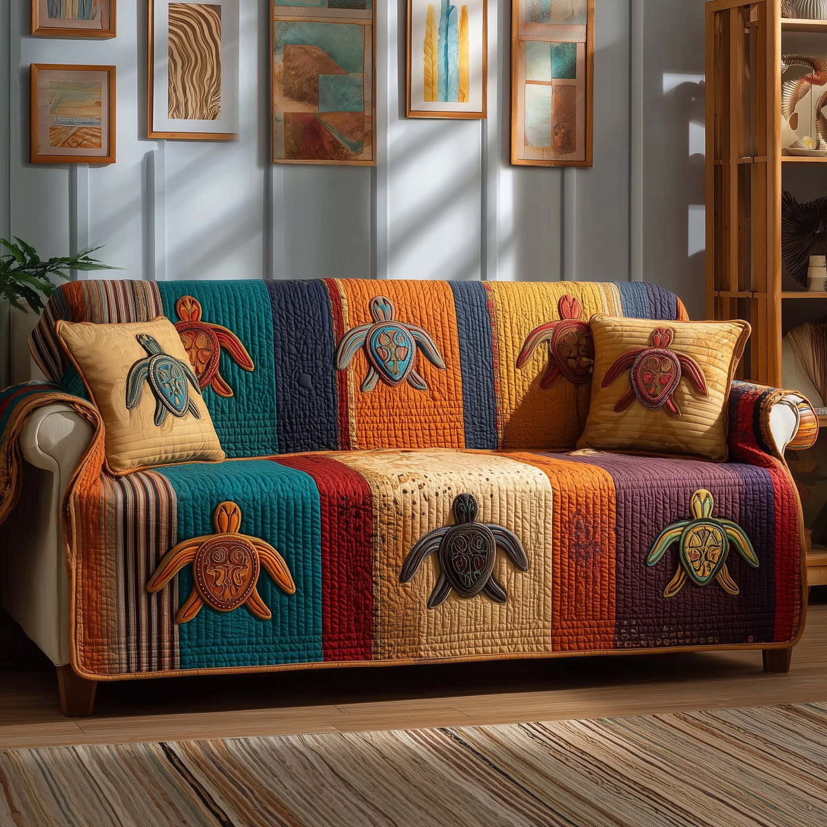 Patchwork Turtles Sofa Cover