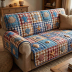Starfish on Red and Blue Plaid Sofa Cover