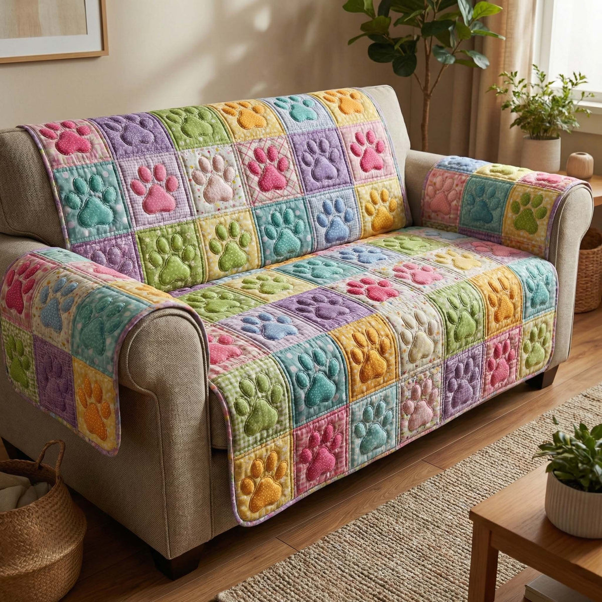 Pastel Paws Sofa Cover