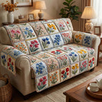Cottage Garden Flowers in Cream Blocks Sofa Cover