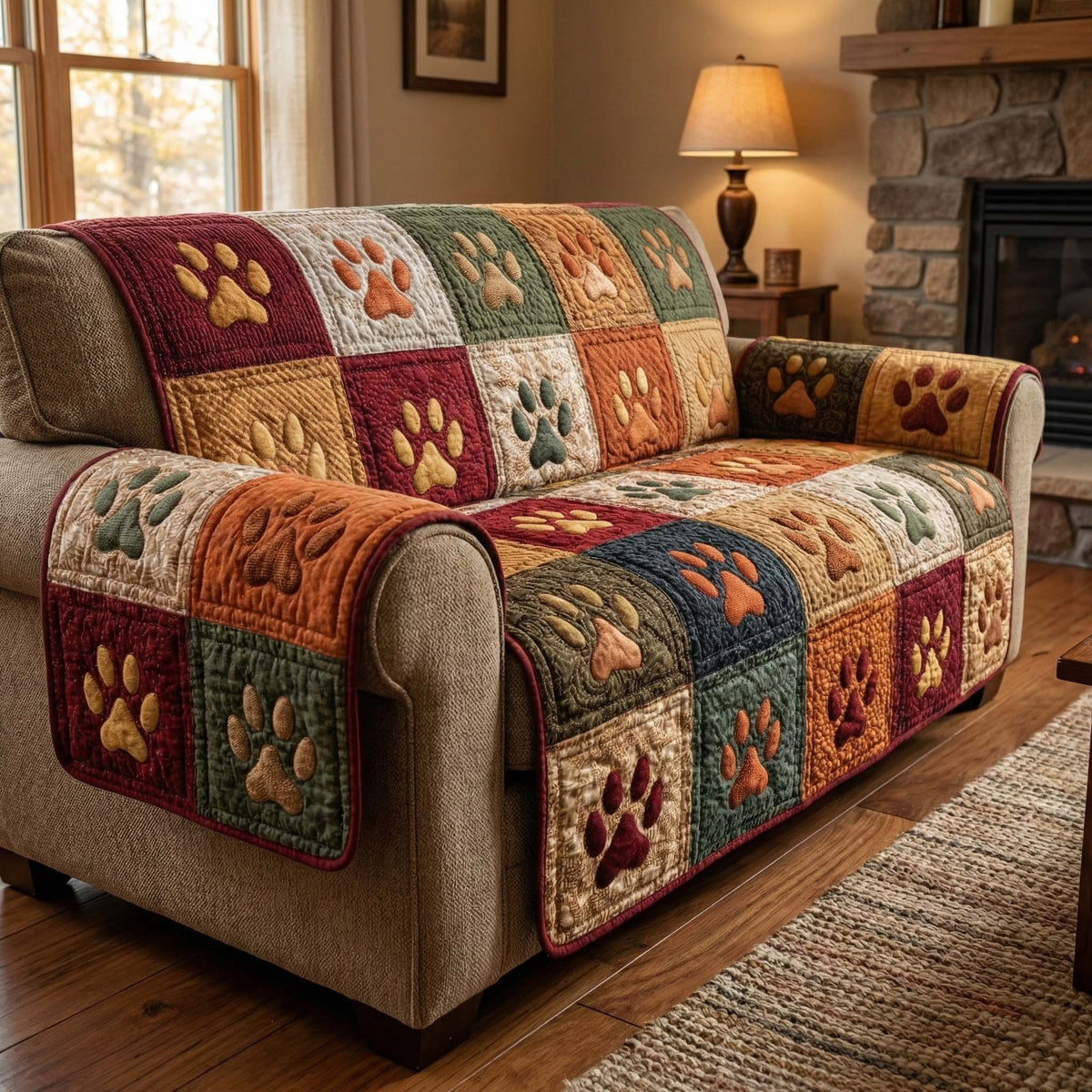 Paw Prints on Autumn Patch Sofa Cover