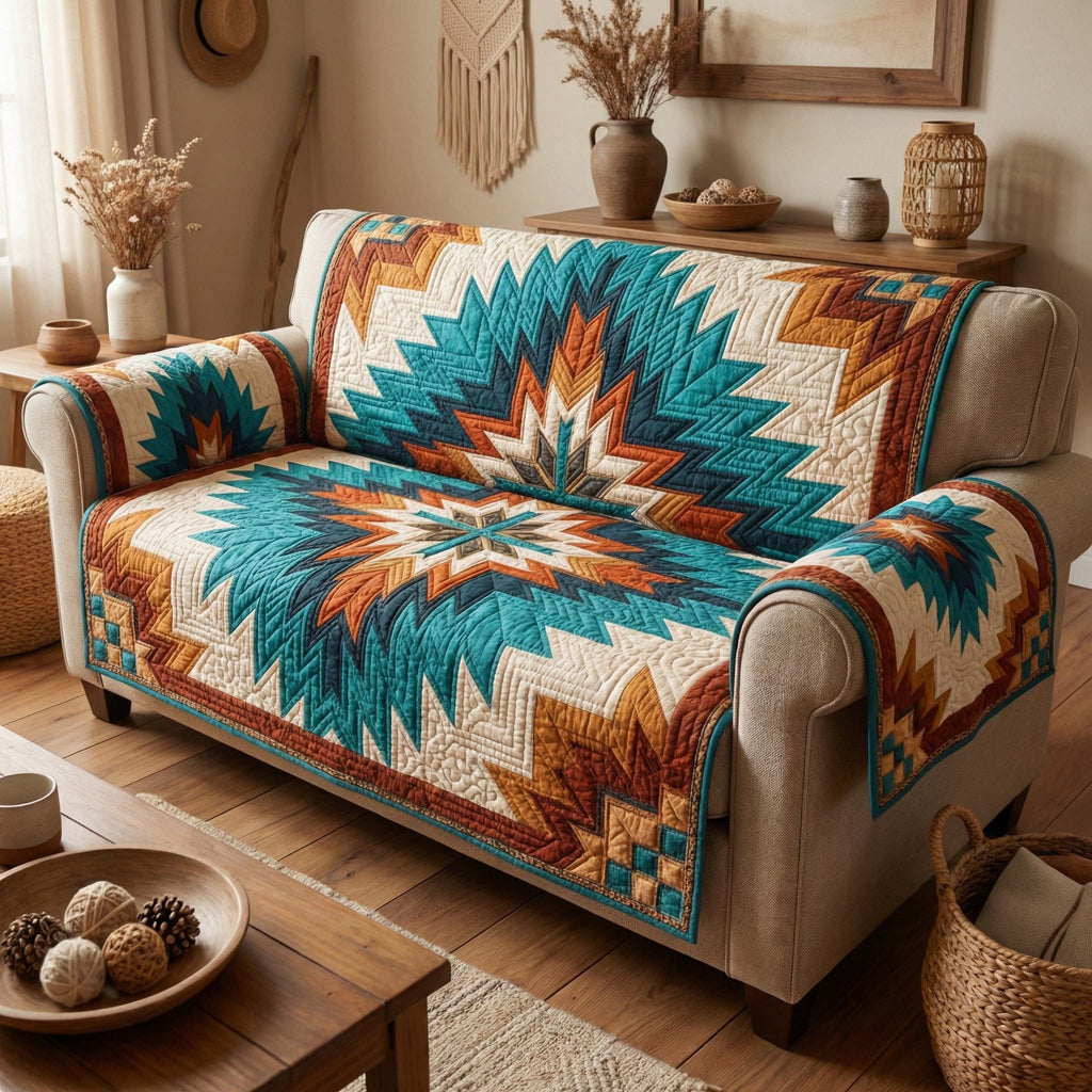 Turquoise Star Sofa Cover