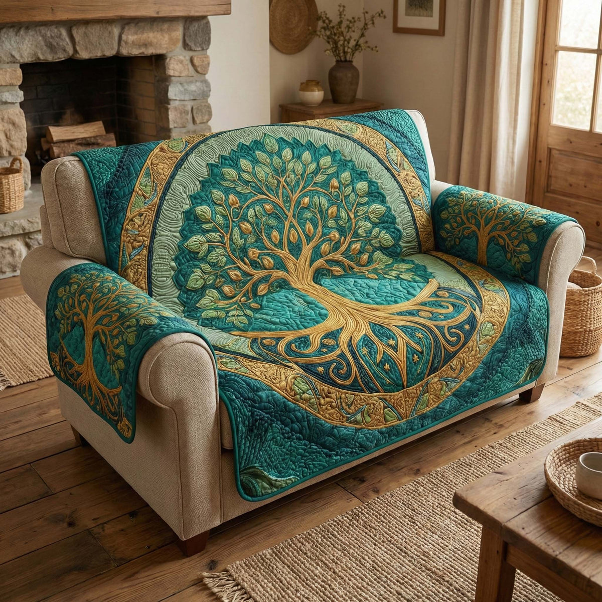 Emerald Roots Sofa Cover