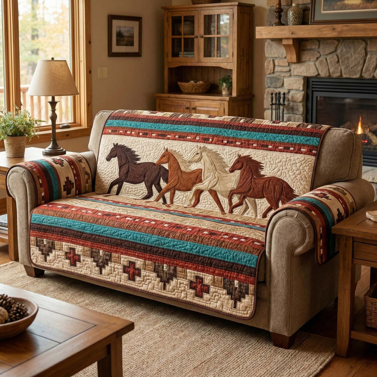 Frontier Horses Sofa Cover