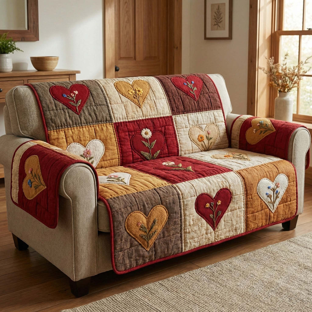 Autumn Hearts Sofa Cover