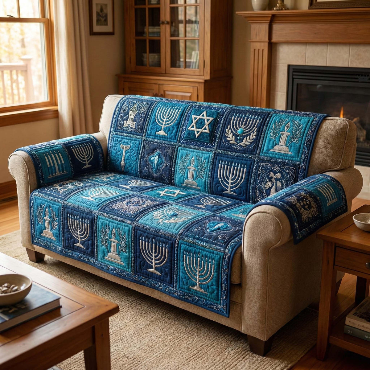 Midnight Menorah Sofa Cover