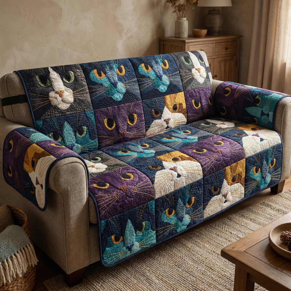 Midnight Cats Sofa Cover