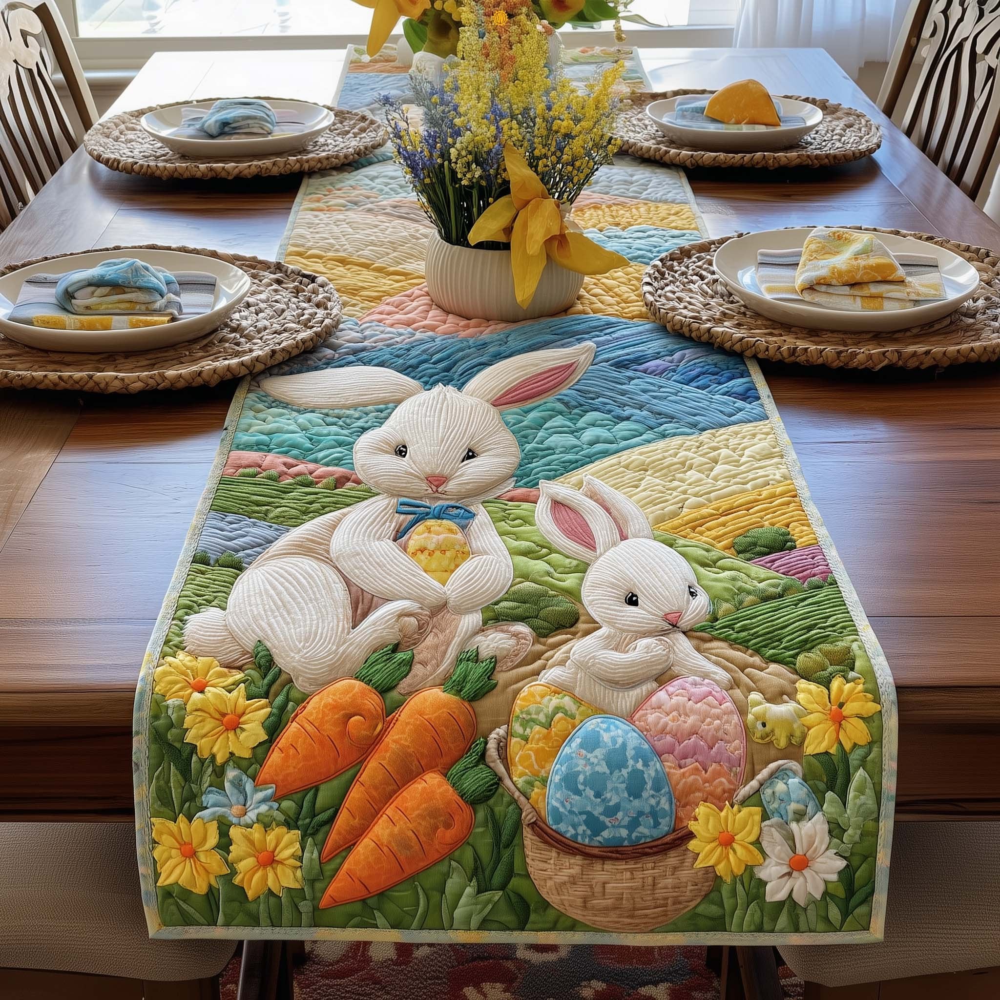 Spring Rabbits Table Runner