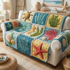 Starfish and Seaweed Reef Squares Sofa Cover