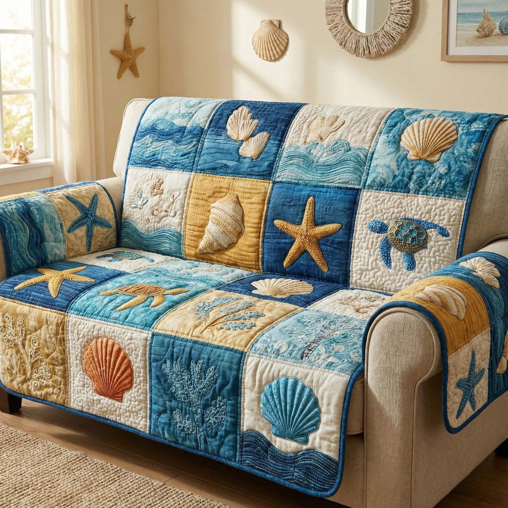 Ocean Blocks Sofa Cover