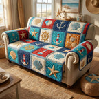 Lighthouse and Anchor Nautical Blocks Sofa Cover