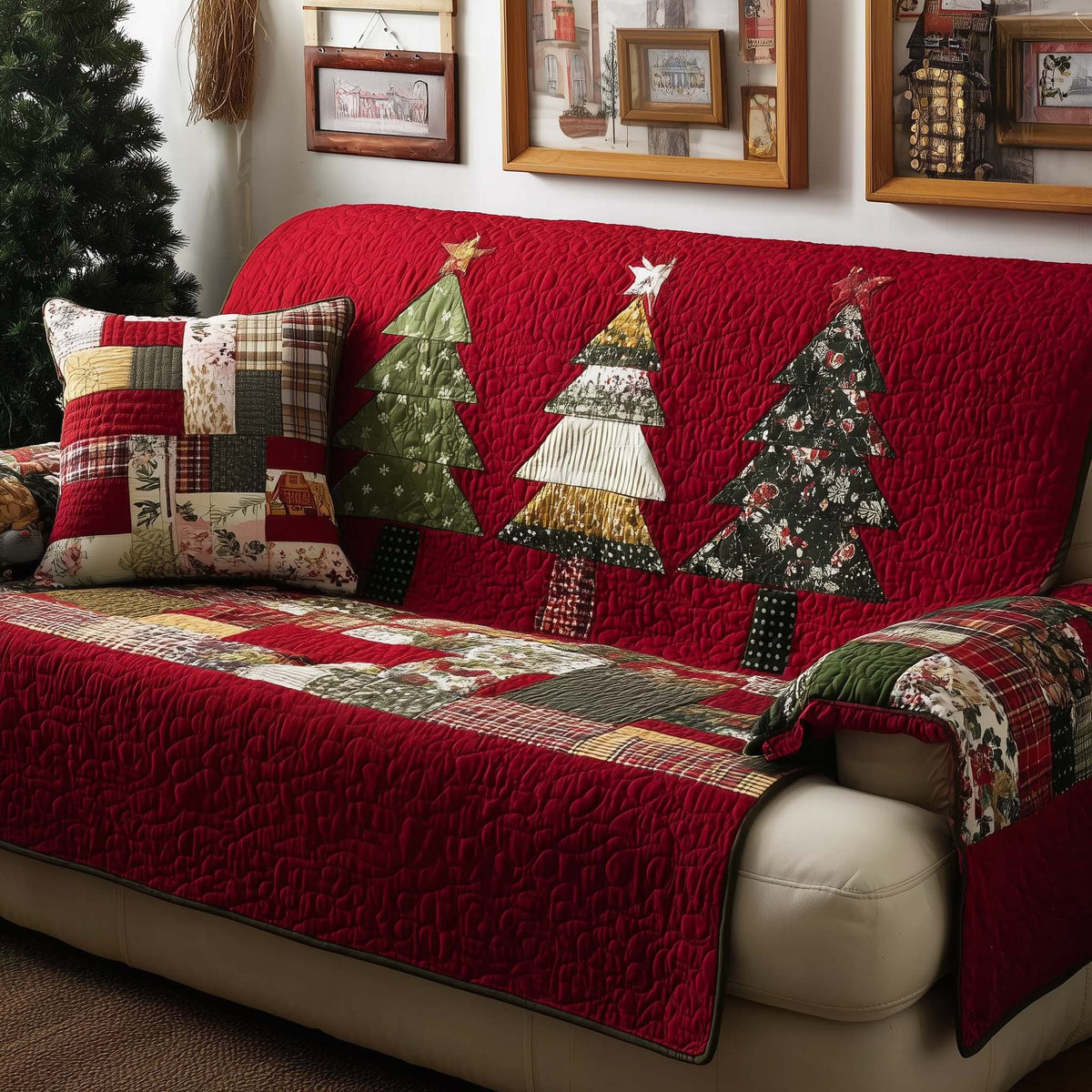 Patchwork Trees Sofa Cover
