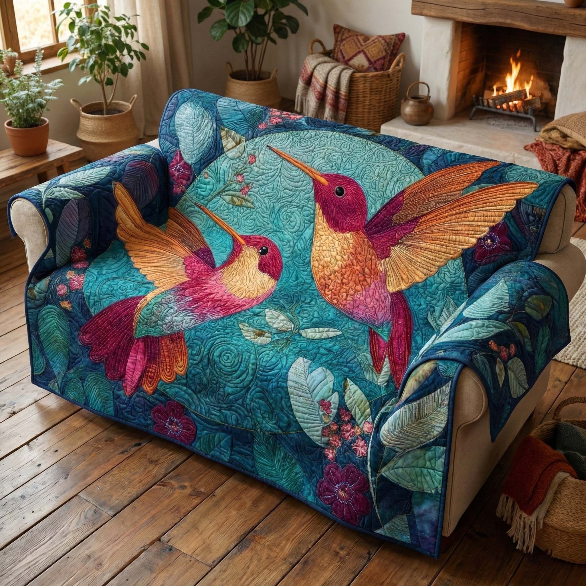 Forest Hummingbirds Sofa Cover