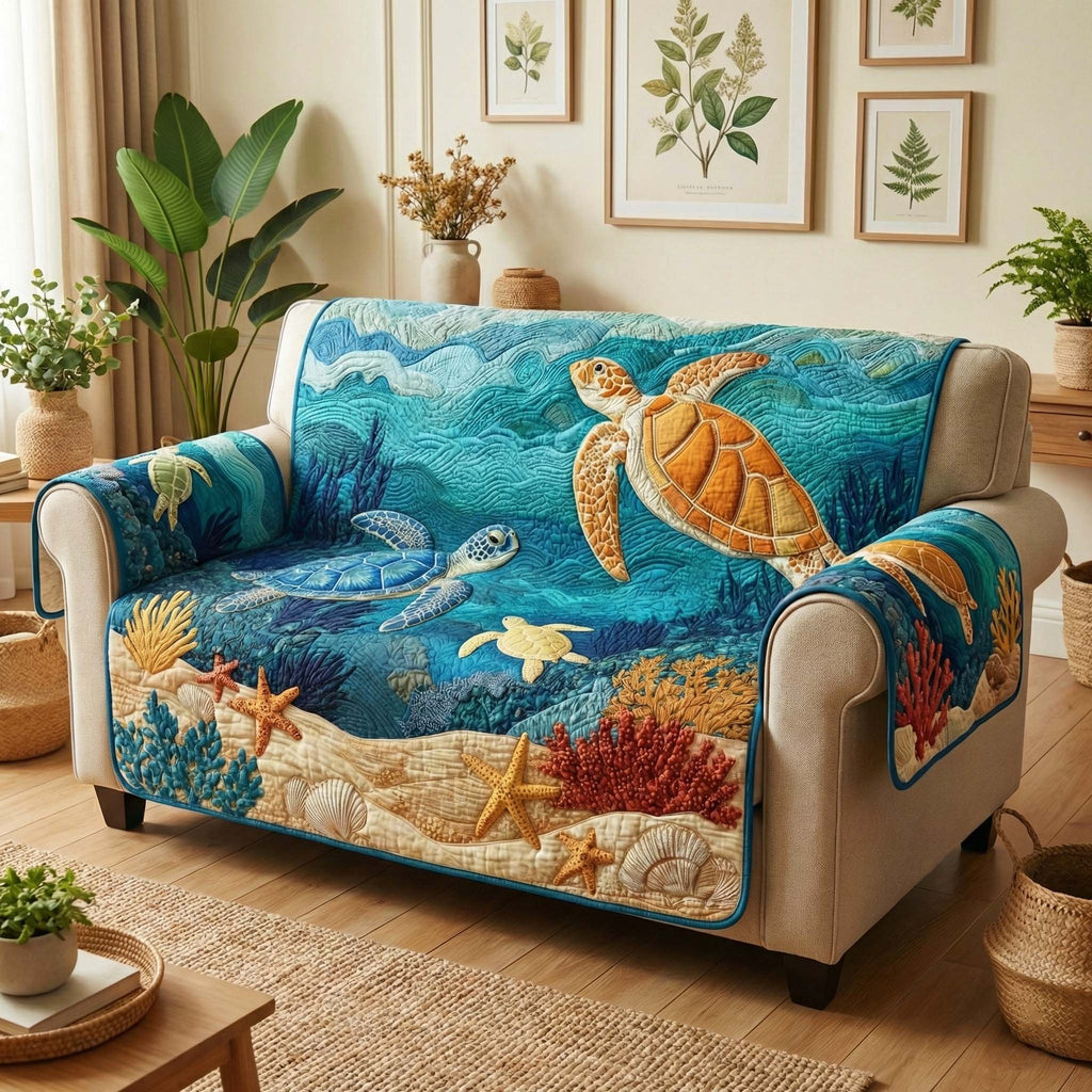 Ocean Blue Turtle Sofa Cover