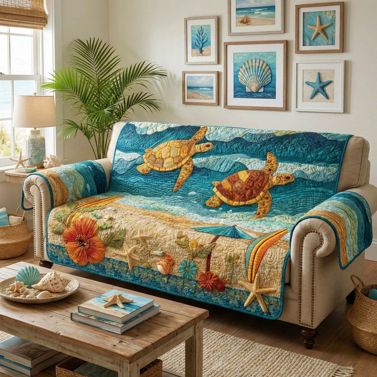 Golden Shore Turtles Sofa Cover