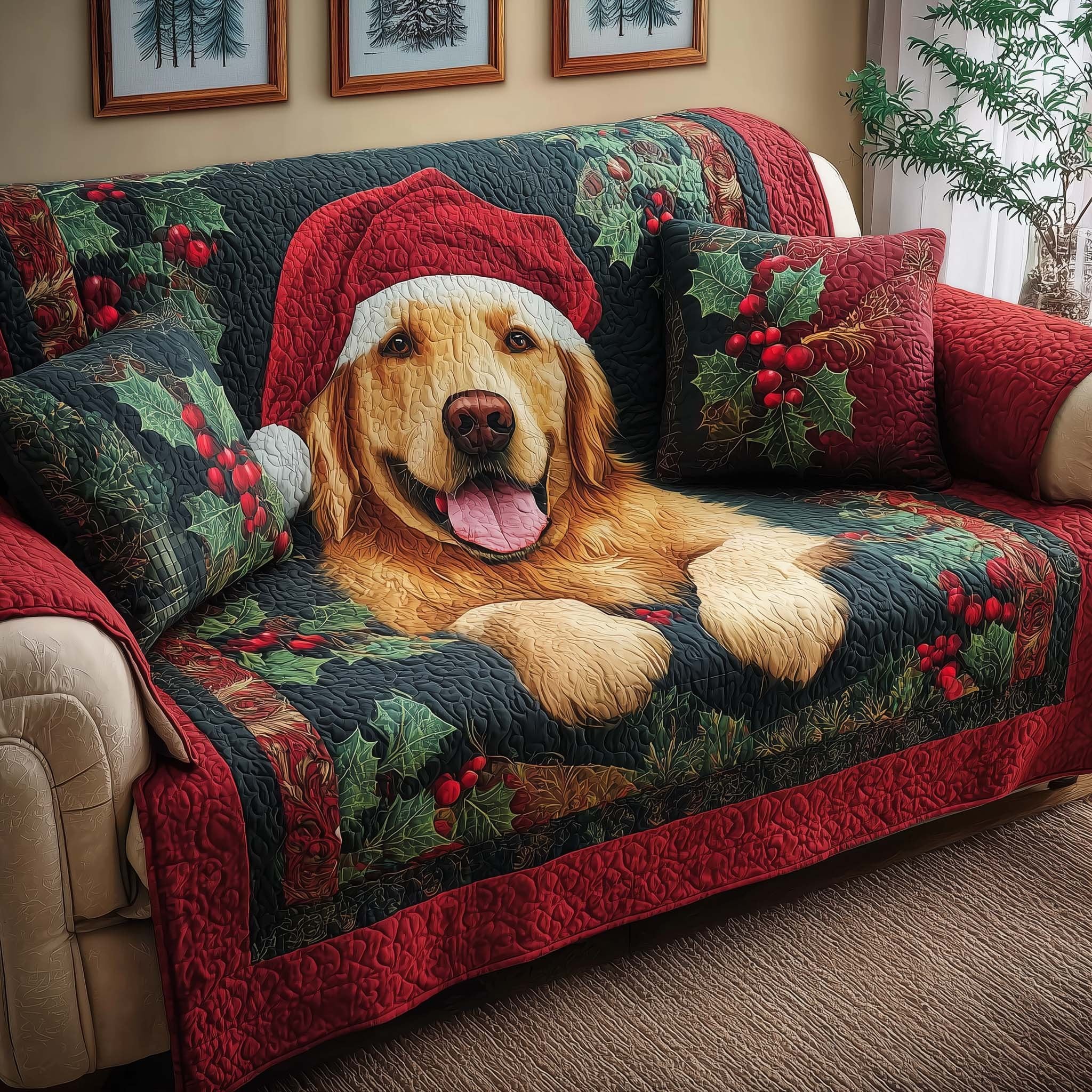 Santa Retriever Sofa Cover