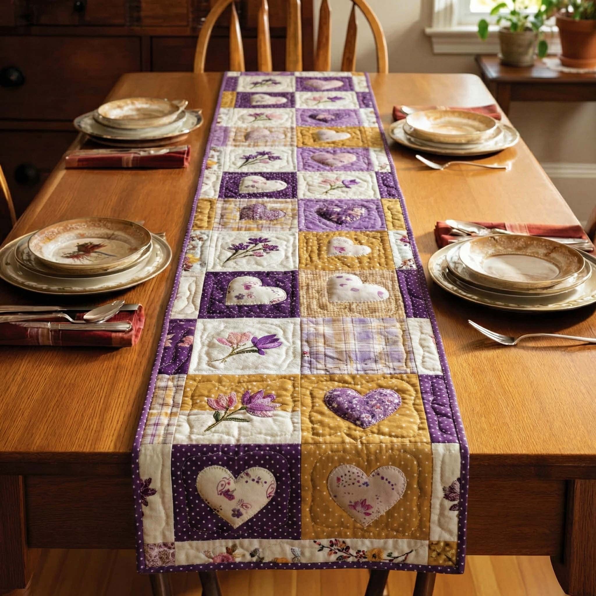 Vintage Hearts Table Runner
