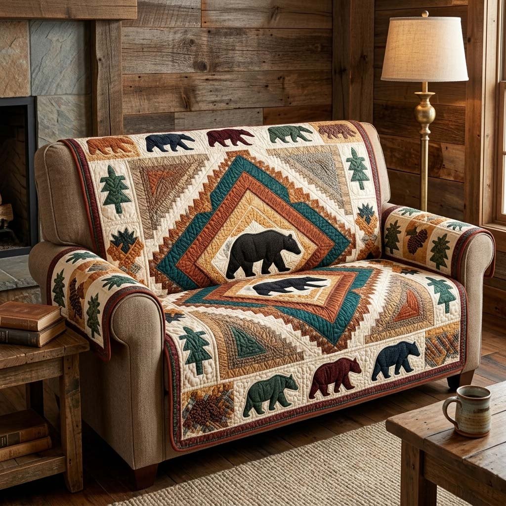 Geometric Bear Sofa Cover