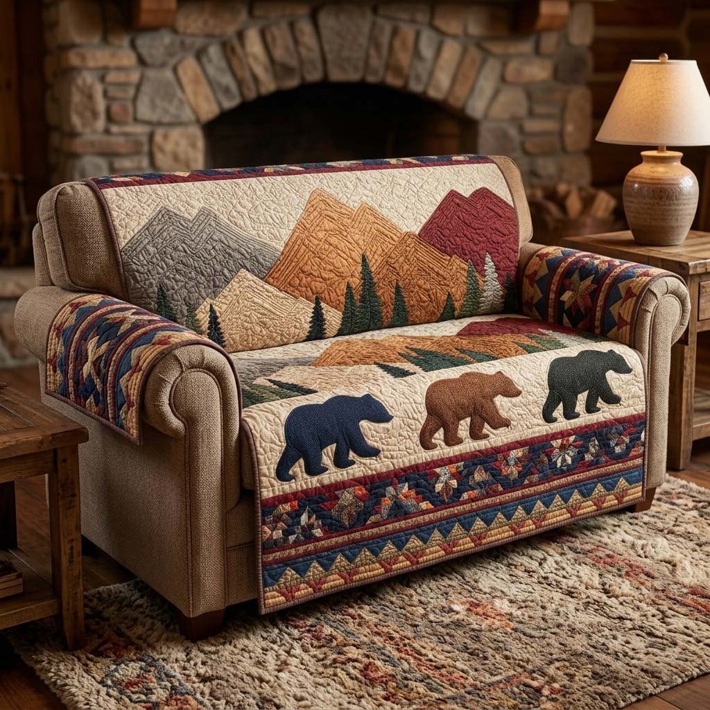Bears Below the Southwestern Mountains Sofa Cover