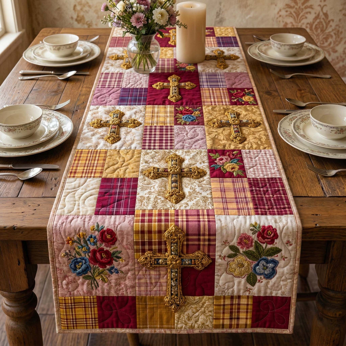 Golden Rose Table Runner
