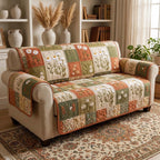 Botanical Sprigs in Green and Cream Sofa Cover