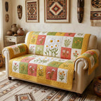 Daisy Blocks in Pale Yellow Sofa Cover