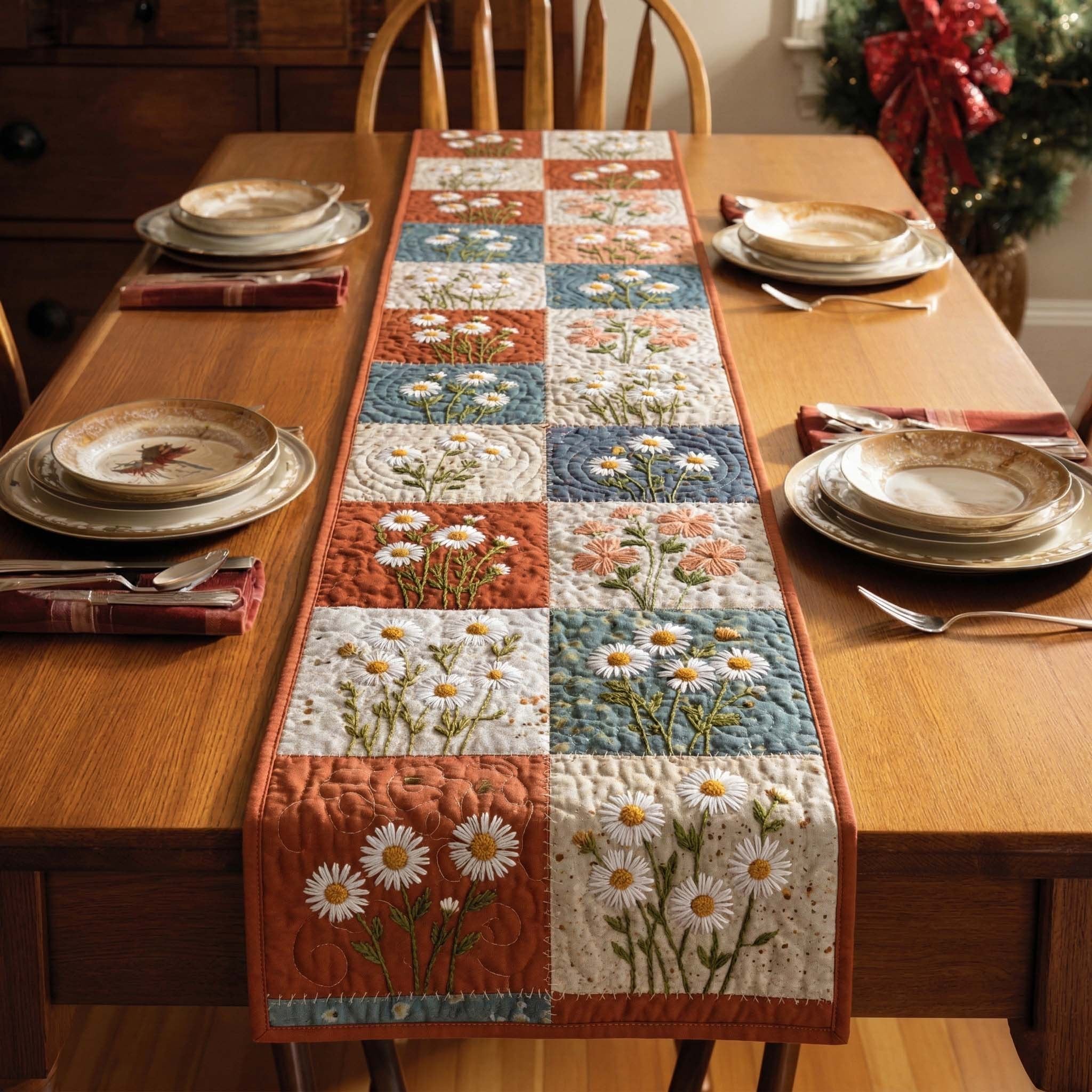 Daisy Mosaic Table Runner