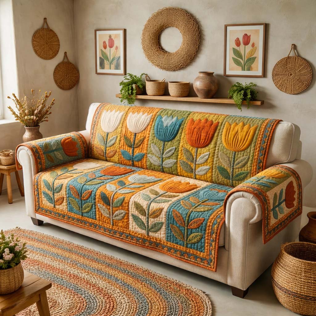 Autumn Tulips Sofa Cover