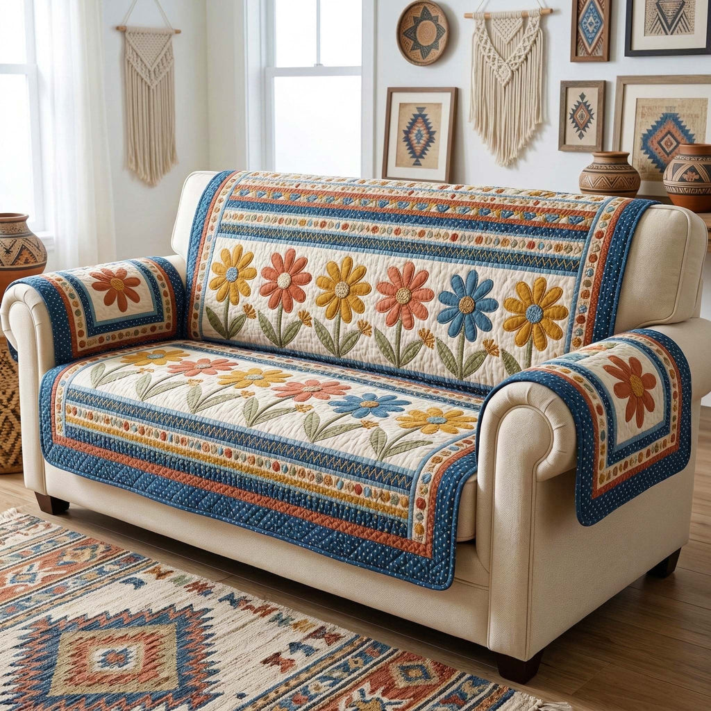 Boho Daisies Sofa Cover