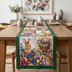 Bunny and Egg Basket Squares Table Runner