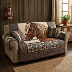 Horse Above the Grey Celtic Border Sofa Cover