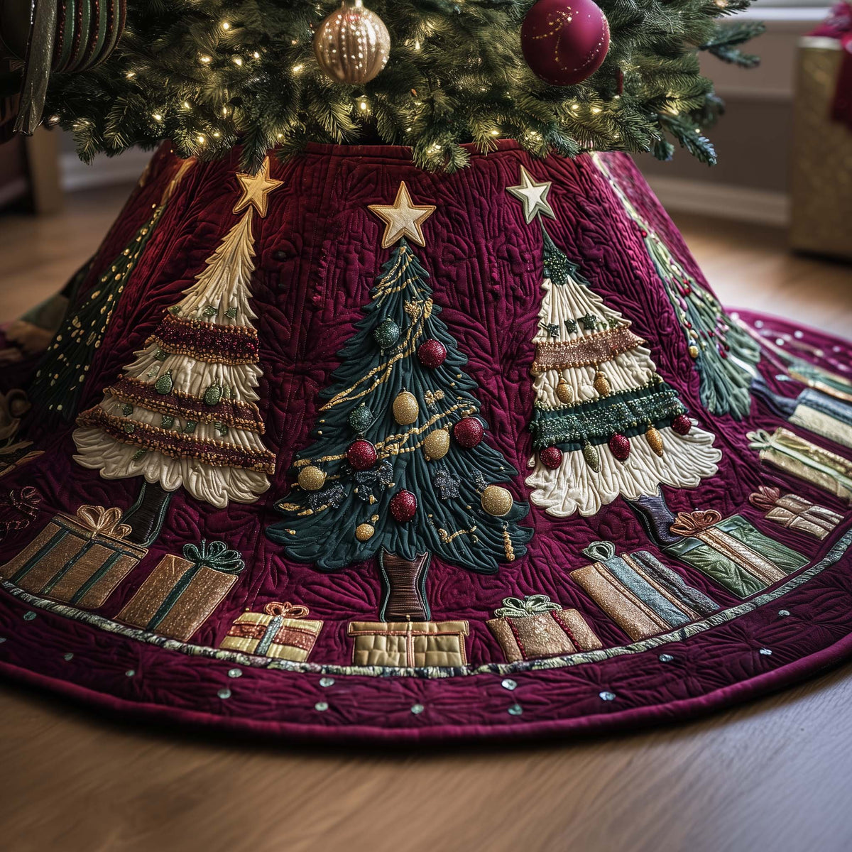 Starry Trees Christmas Tree Skirt