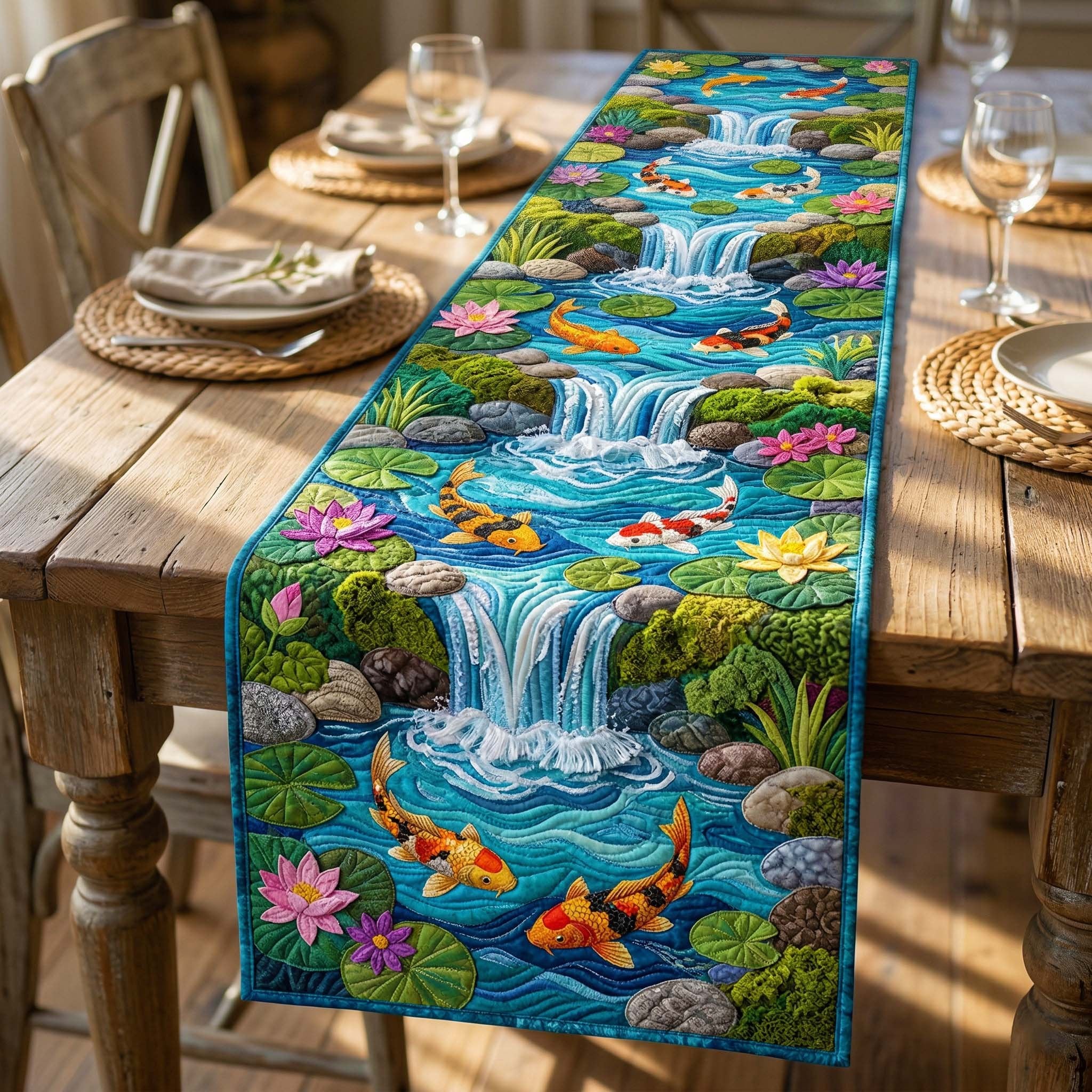 Waterfall Koi Table Runner