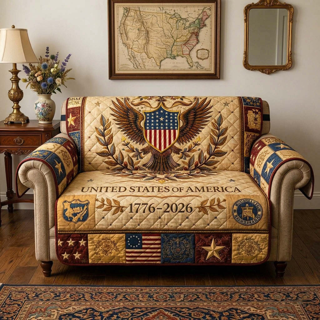Eagle and Shield Above the Flag Squares Sofa Cover