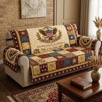 Eagle Crest on Cream and Star Panels Sofa Cover