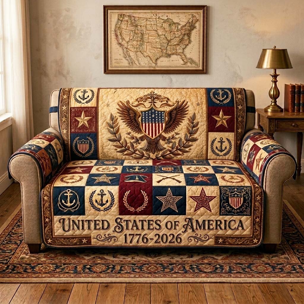 Eagle Crest with Anchors and Horseshoes Sofa Cover