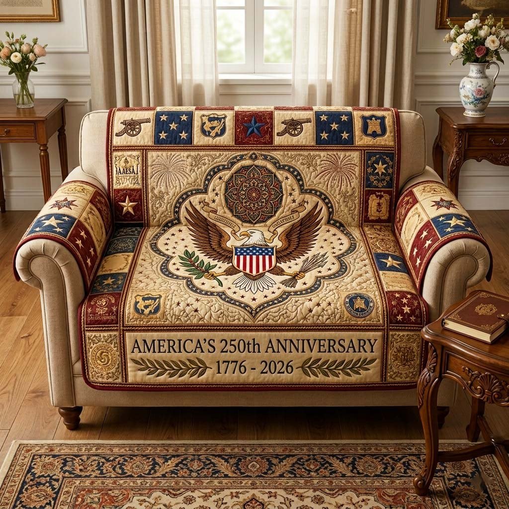 America's 250th Anniversary Medallion Sofa Cover