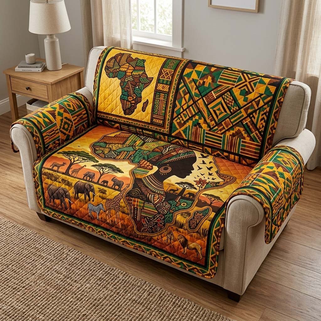Elephants on the Amber Savanna Sofa Cover