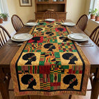 Woman Profiles on Kente Patchwork Table Runner