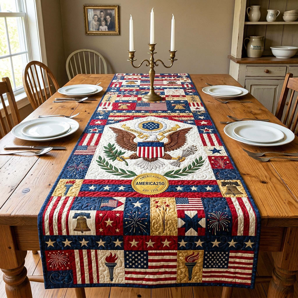 Eagle Crest with Patriotic Blocks Table Runner