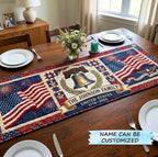 Liberty Bell Between Two Flags Table Runner
