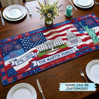 White House with Flag and Fireworks Table Runner