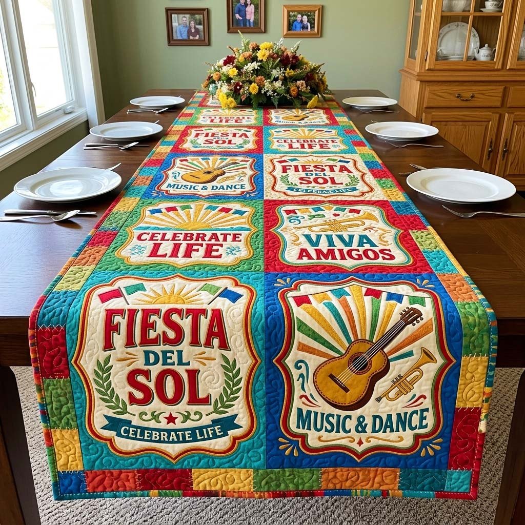 Fiesta del Sol Poster Blocks Table Runner