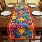 Folk Suns on Bright Squares Table Runner