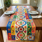 Talavera Tiles with Flower Border Table Runner