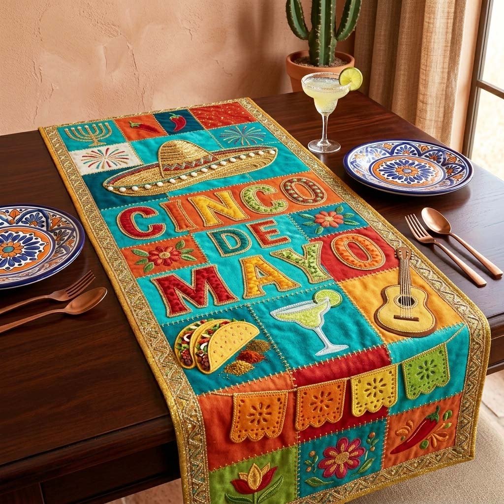 Cinco de Mayo with Sombreros Table Runner