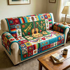Fiesta Blocks with Guitar and Cactus Sofa Cover