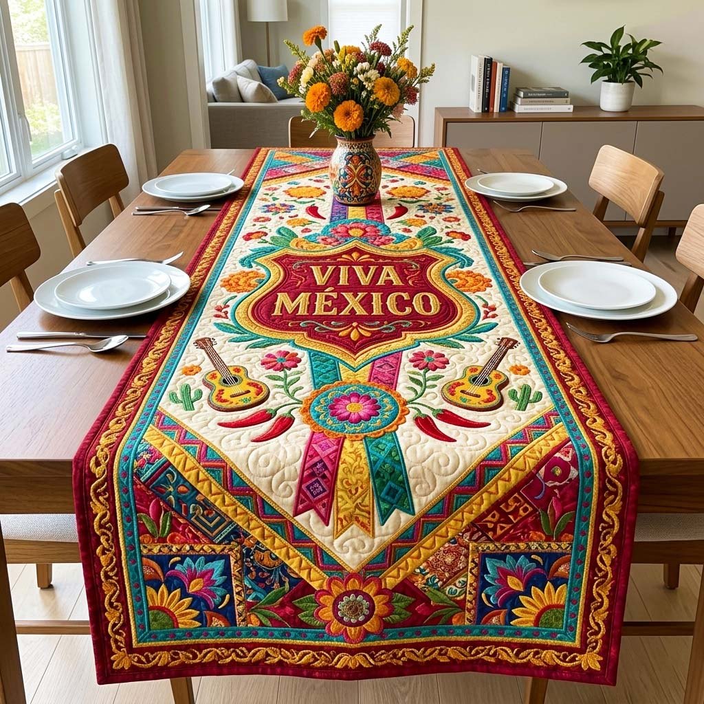 Viva Mexico with Maracas Table Runner