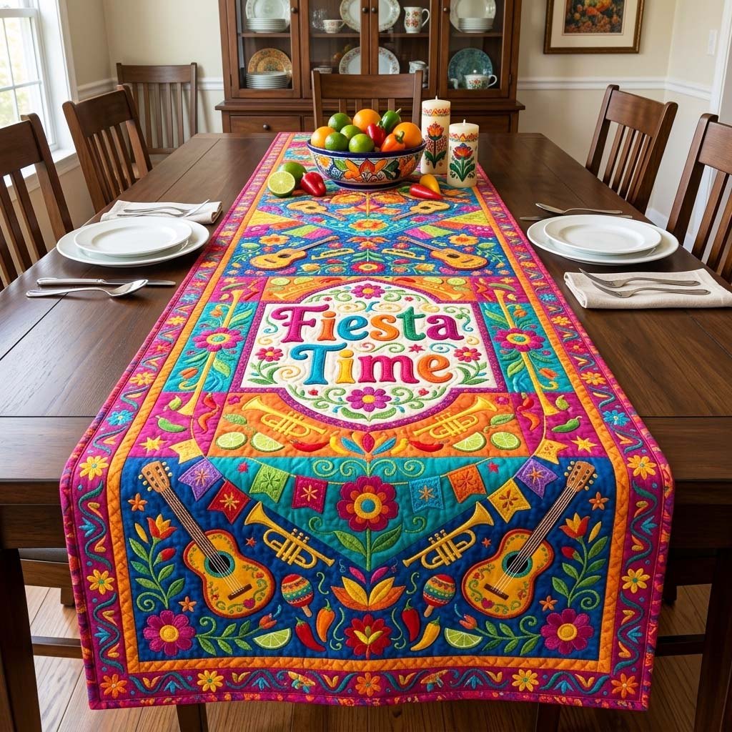 Fiesta Time with Trumpets Table Runner